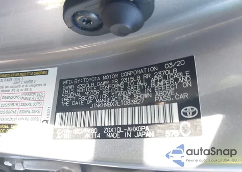 2020 Toyota C-Hr Xle from USA, damaged, VIN JTNKHMBX7L1083827